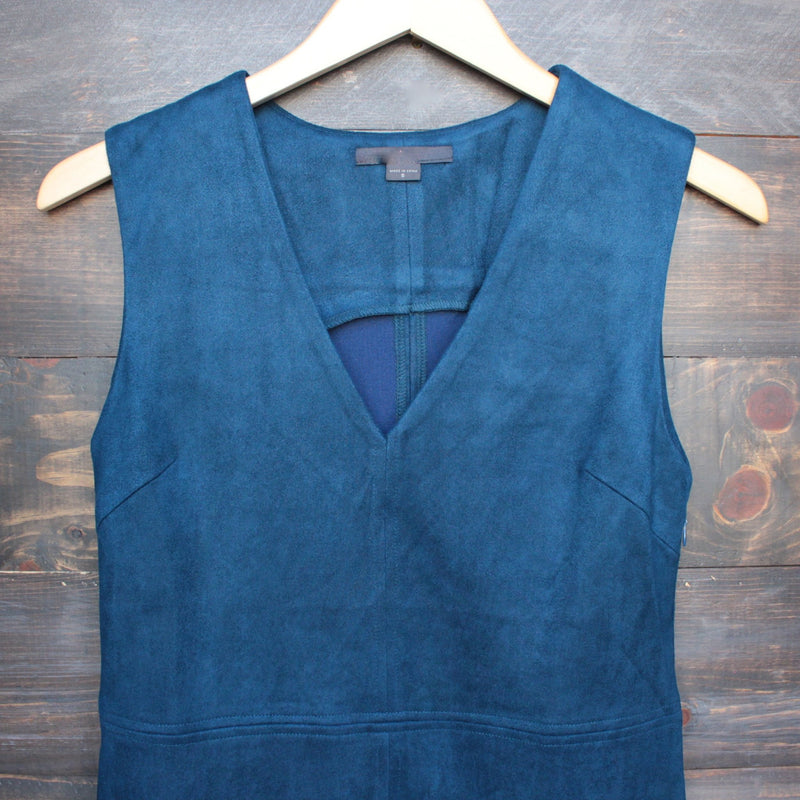 I suede it sleeveless dress in navy - shophearts - 3