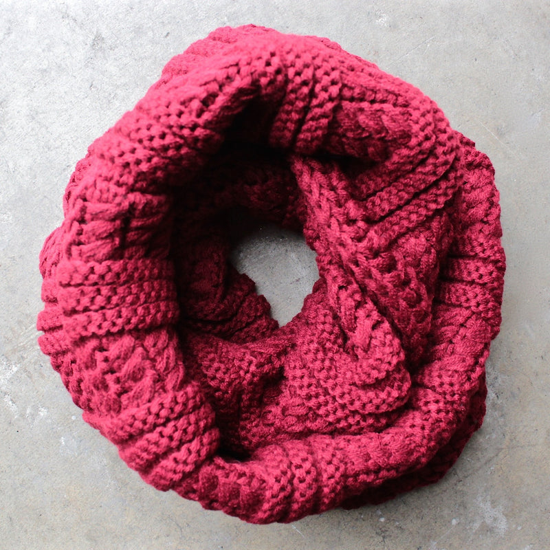 cozy knit infinity scarf in red - shophearts - 1
