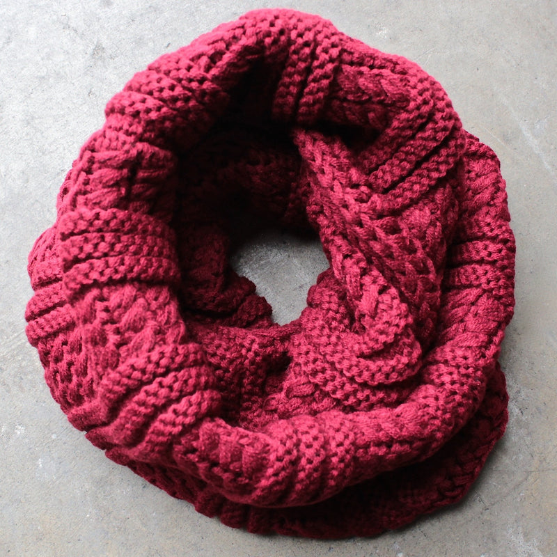 cozy knit infinity scarf in red - shophearts - 2