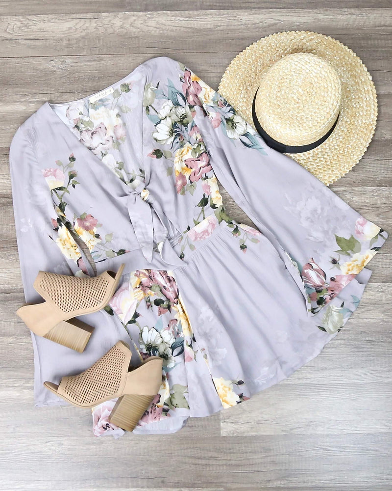 Final Sale - A Love Like This Romper - Floral Ice Grey