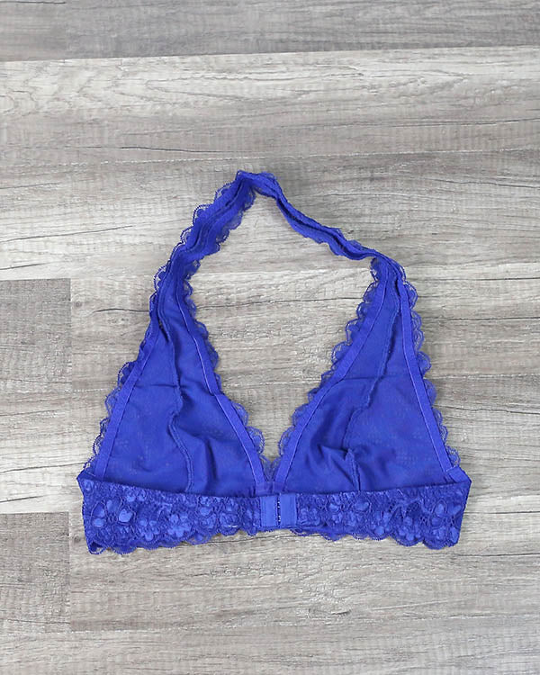 Intimate Semi-Sheer Halter Lace Bralette in More Colors