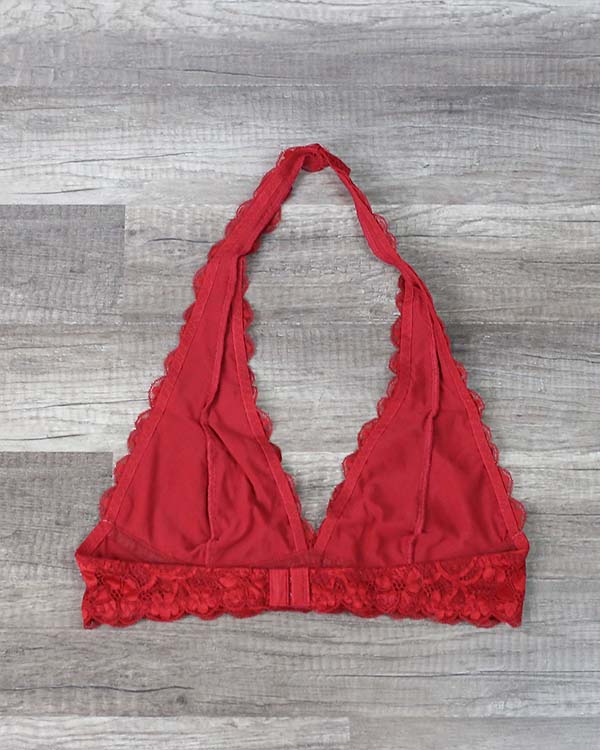 Intimate Semi-Sheer Halter Lace Bralette in More Colors