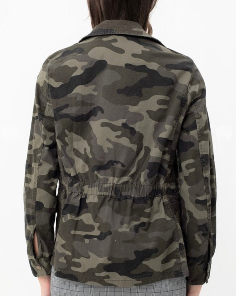 Long Sleeve Camouflague Military Cotton Anorak Jacket in Olive