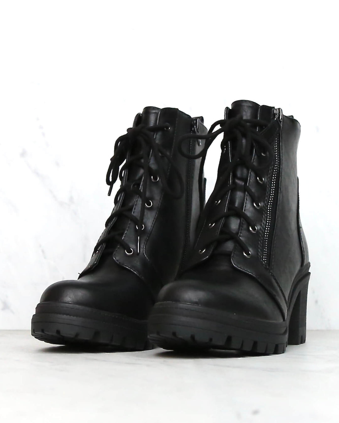 Lace-Up Chunky Heel Combat Boots More Colors – Shop Hearts