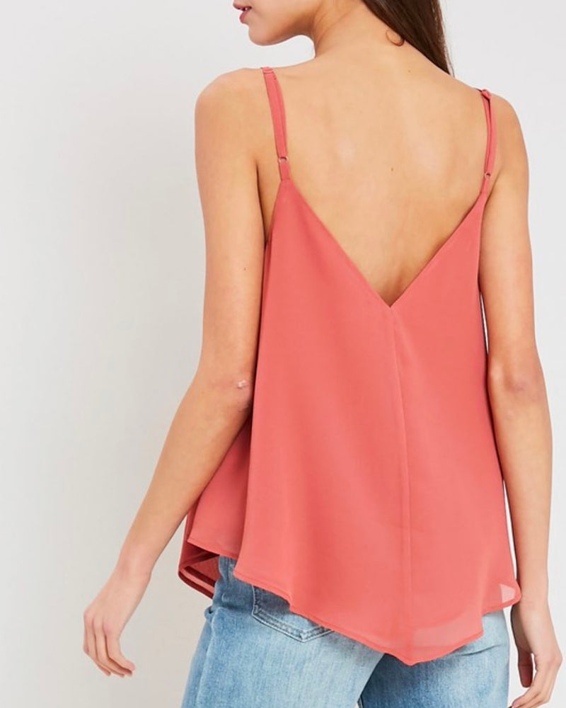 Lace Trimmed Lined Cami Tank Top in Ginger