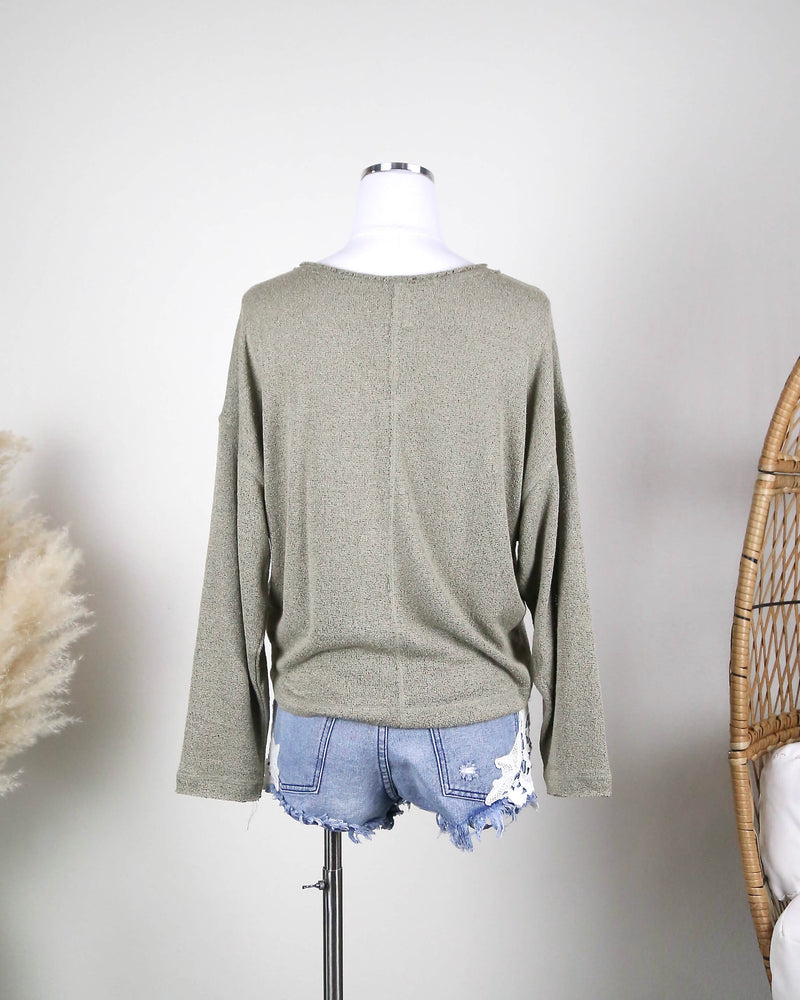 Layla Long Sleeve Knit Sweater in Olive