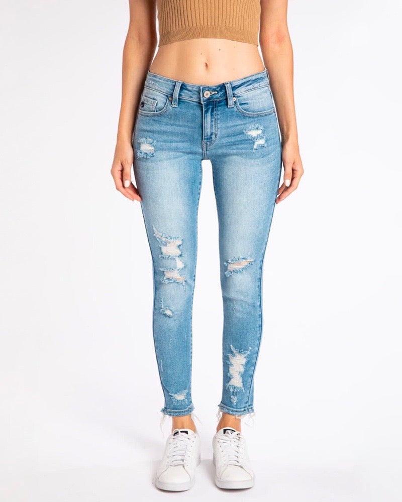 Lizzy Distressed Light Wash Faded High Rise Skinny Jeans – Shop Hearts
