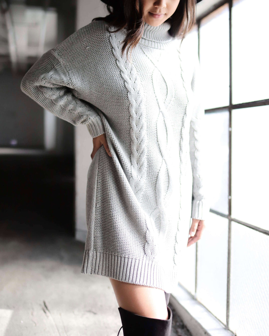 Final Sale - MINKPINK - Janine Cable Knit Jumper Dress - Grey Marle Shop Hearts Final Sale - MINKPINK - Janine Cable Knit Jumper Dress - Grey Marle Shop Hearts