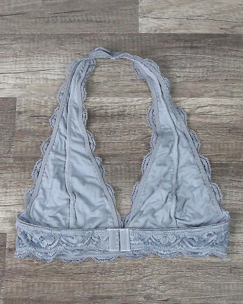 All Yours Tonight Blue Grey Lace Bralette