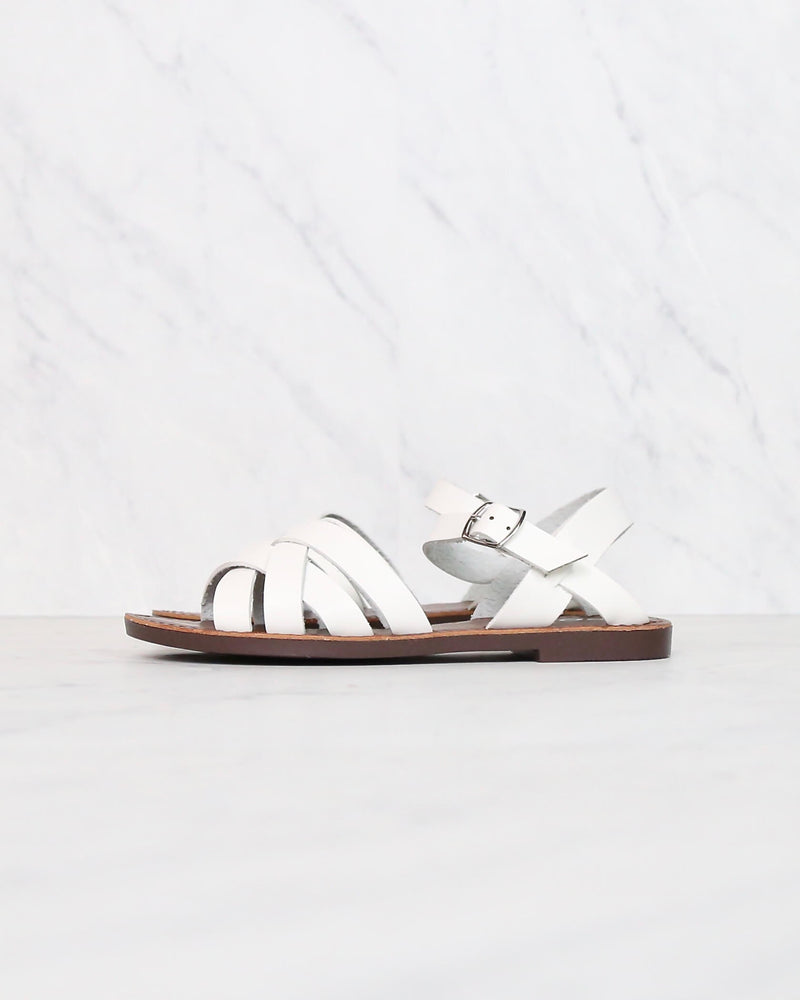 Multi Strapped Flat Gladiator Sandal in White