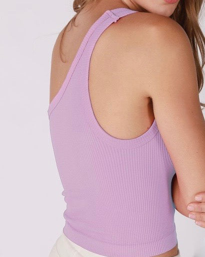 ribbed - crop top - one shoulder - basics - essential - lavender frost 
