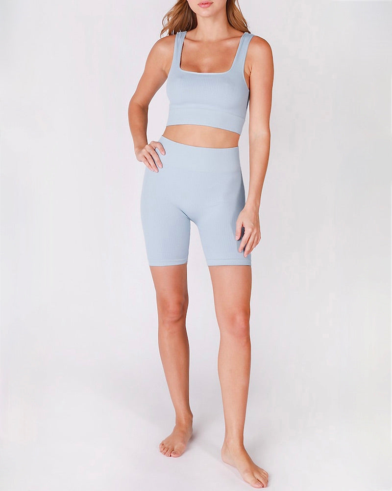 Reya Ribbed Square Neck Crop Top in More Colors