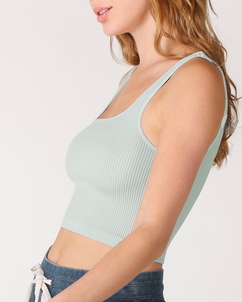 Rockstar Ribbed Square Neck Crop Top in More Colors