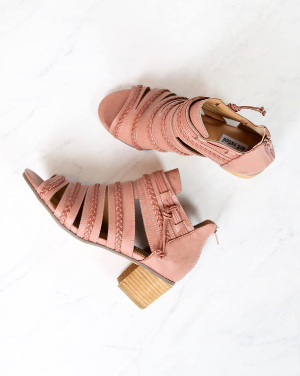 Not Rated - Cullie Open Toe Chunky Wooden Heel Sandal - Blush Rose
