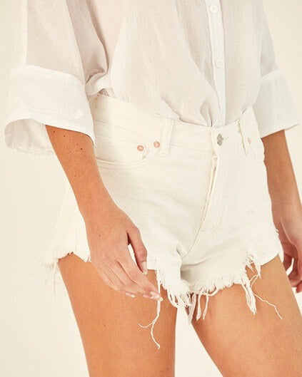 Free People - Loving Good Vibrations Cut Off Shorts in White