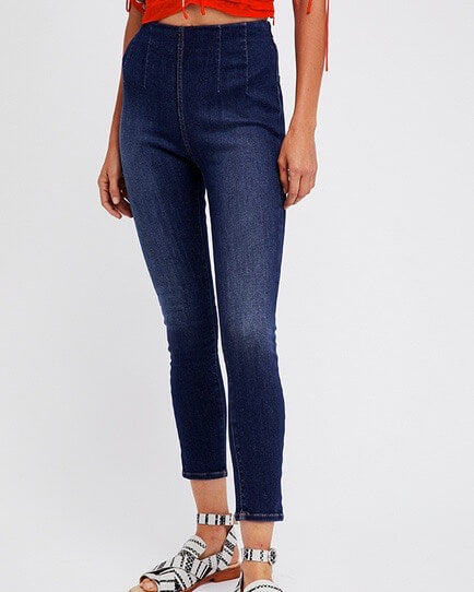 Free People - Ultra High Pull On High Waist Skinny Jeans in Blue