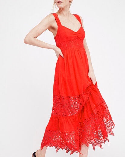 Free People - Caught Your Eye Gauzy Maxi Dress in Red