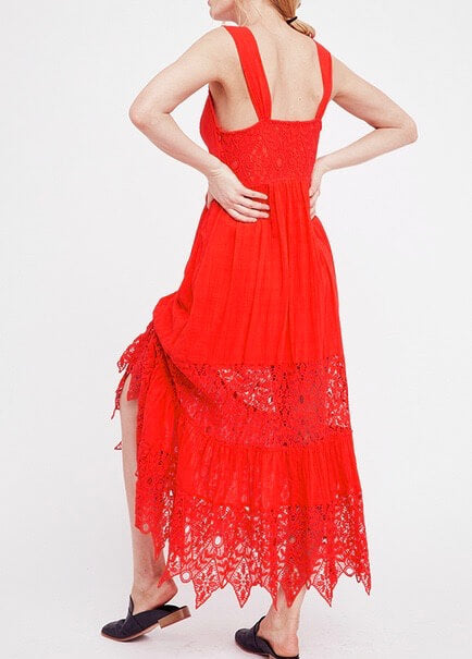 Free People - Caught Your Eye Gauzy Maxi Dress in Red