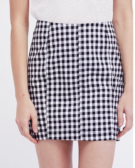 Free People - Modern Femme Novelty Mini Denim Skirt in Gingham Multi