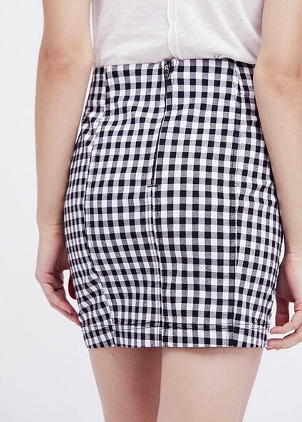 Free People - Modern Femme Novelty Mini Denim Skirt in Gingham Multi