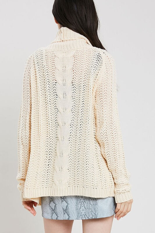 Open Front Cable Knit Sweater Cardigan - More Colors