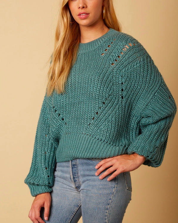 Cotton Candy LA - Leah Oversized Knit Sweater in Teal