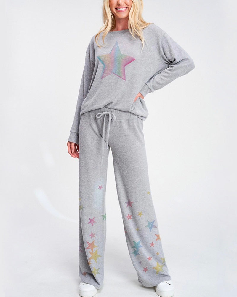 Pastel Star Print Sleep Lounge Wear Set in More Colors