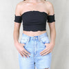 Reverse - Pretty Lady Ribbed Crop Top in Black