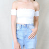 Reverse - Pretty Lady Ribbed Crop Top in White