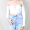 Reverse - Pretty Lady Ribbed Crop Top with Long Sleeves in White