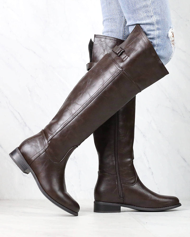 Rider's Women's Distressed Tall Riding Boots in Dark Brown