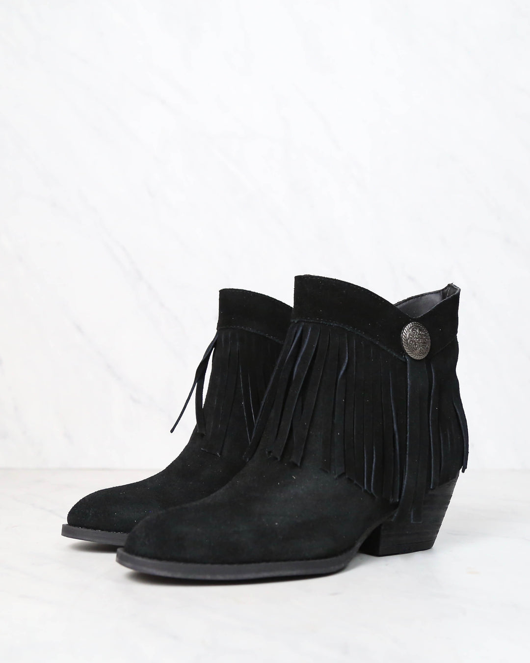 Final Sale - Sbicca - Pinto Fringe Ankle Boots in Black