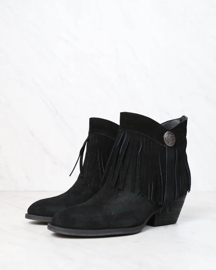 Final Sale - Sbicca - Pinto Fringe Ankle Boots in Black