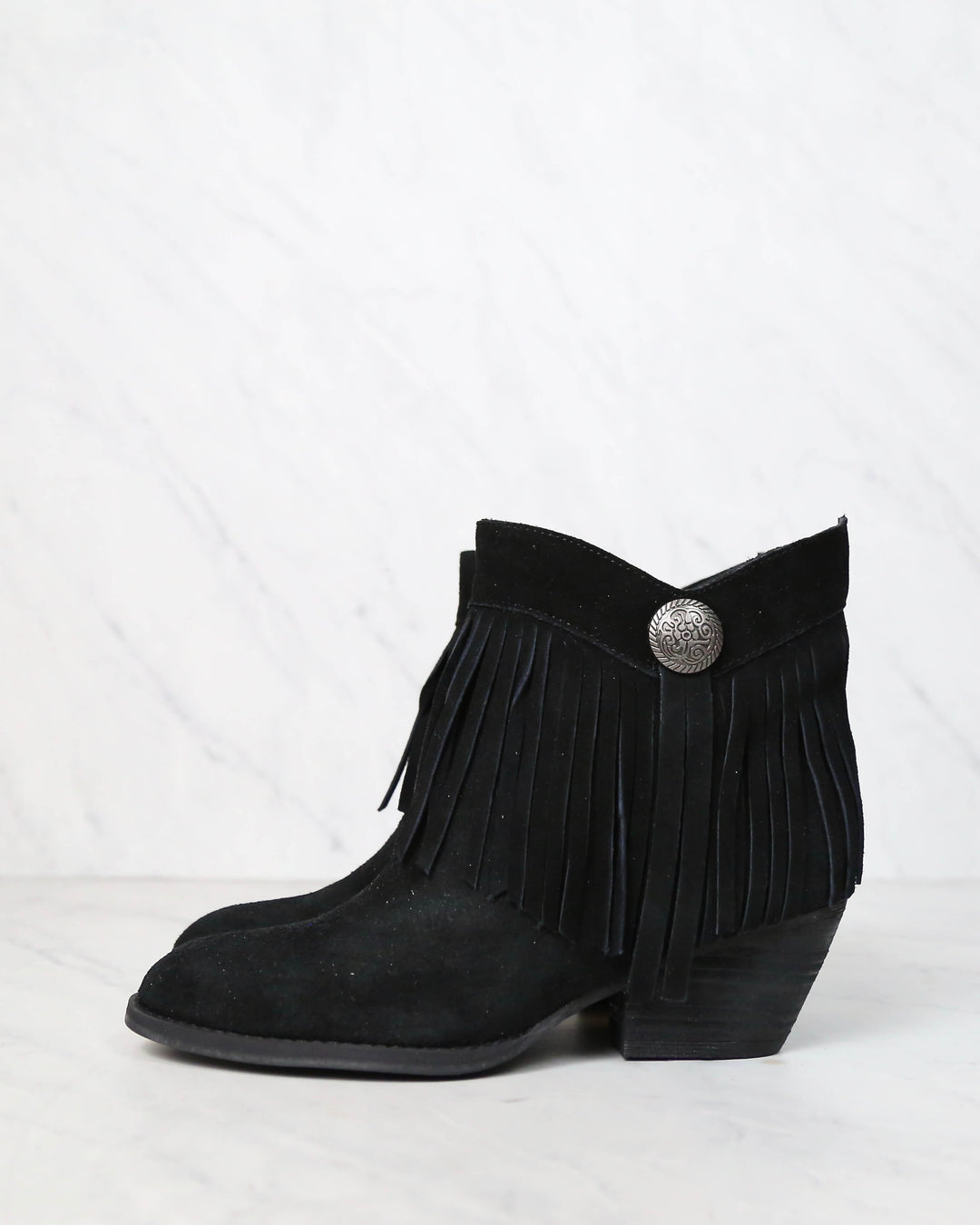 Final Sale - Sbicca - Pinto Fringe Ankle Boots in Black