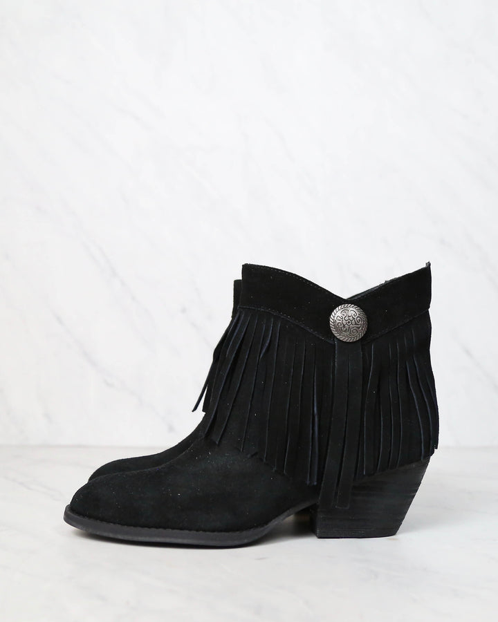 Final Sale - Sbicca - Pinto Fringe Ankle Boots in Black