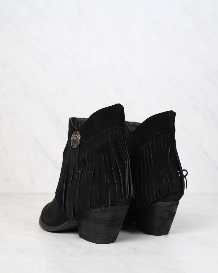 Final Sale - Sbicca - Pinto Fringe Ankle Boots in Black