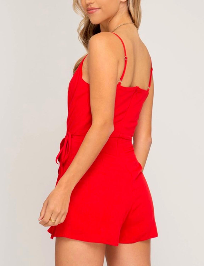 Love Story Sleeveless Wrap Romper in More Colors