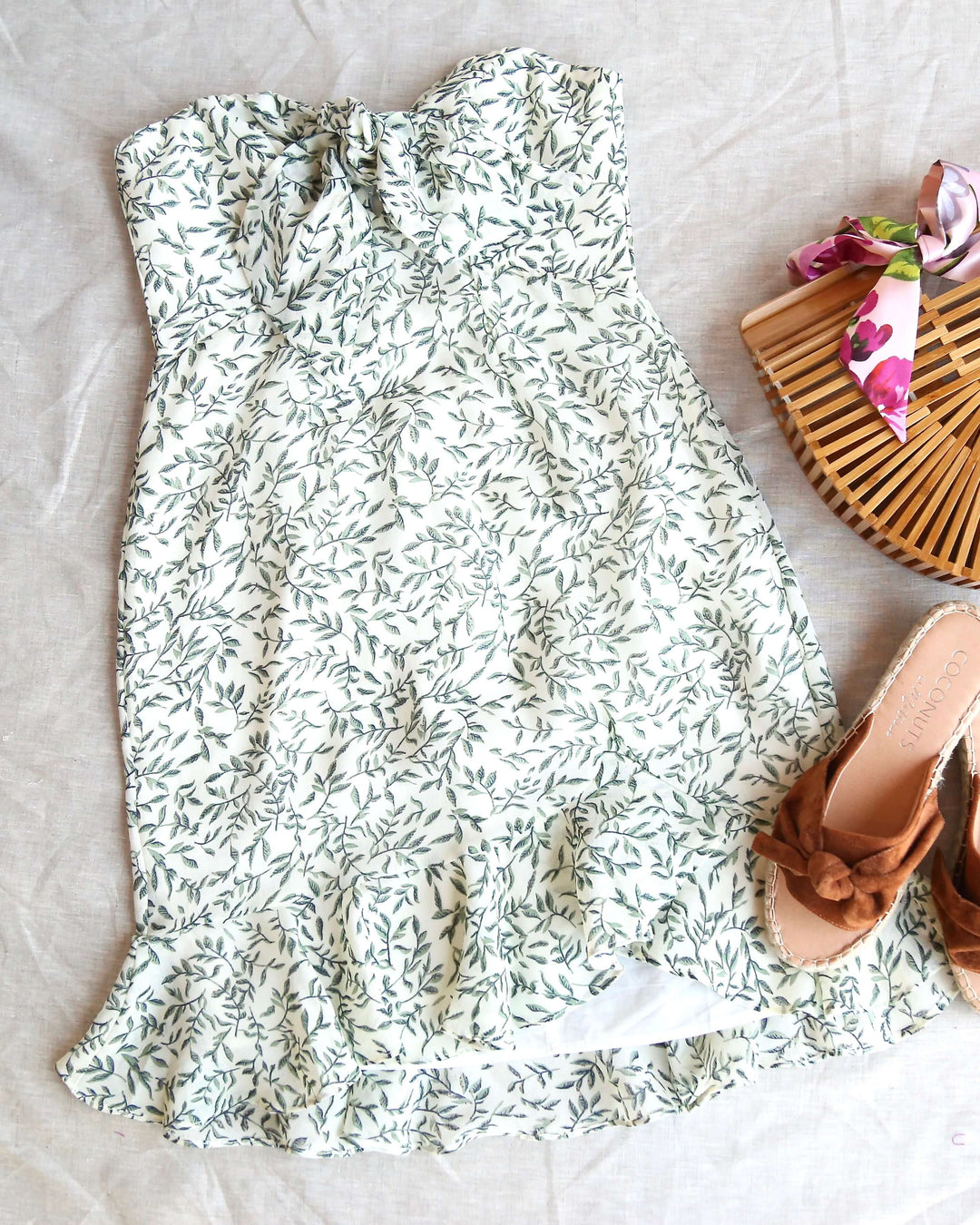 leaf print mini dress Leaf Print Mini Dress