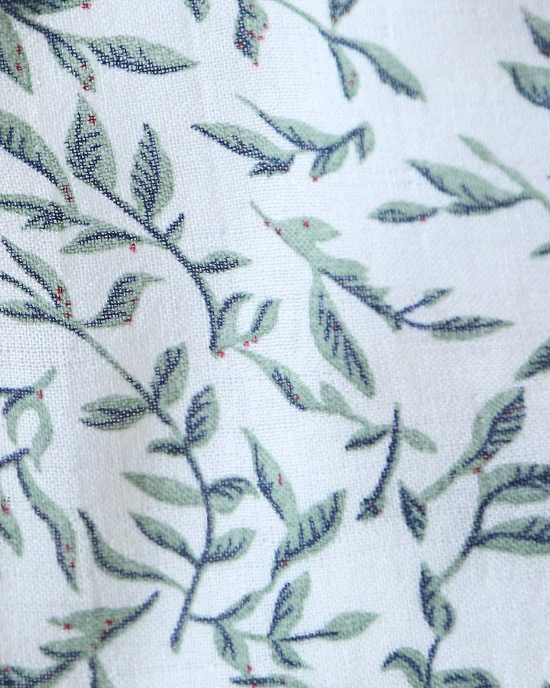 Goddess Leaf Print Mini Dress in Sage