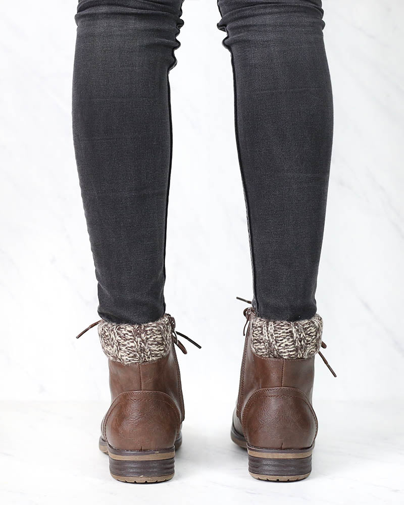 Samantha Sweater Cuff Ankle Booties in More Colors