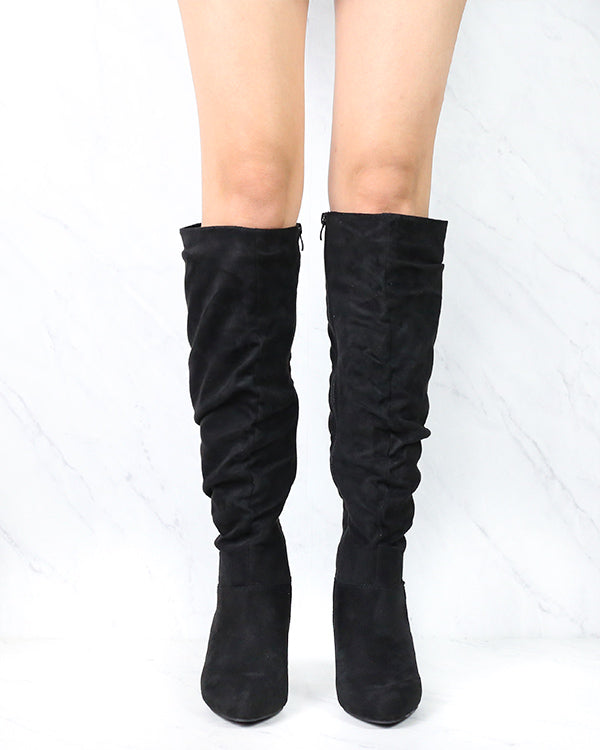 Sassy Scrunched Tall Knee High Boots - More Colors