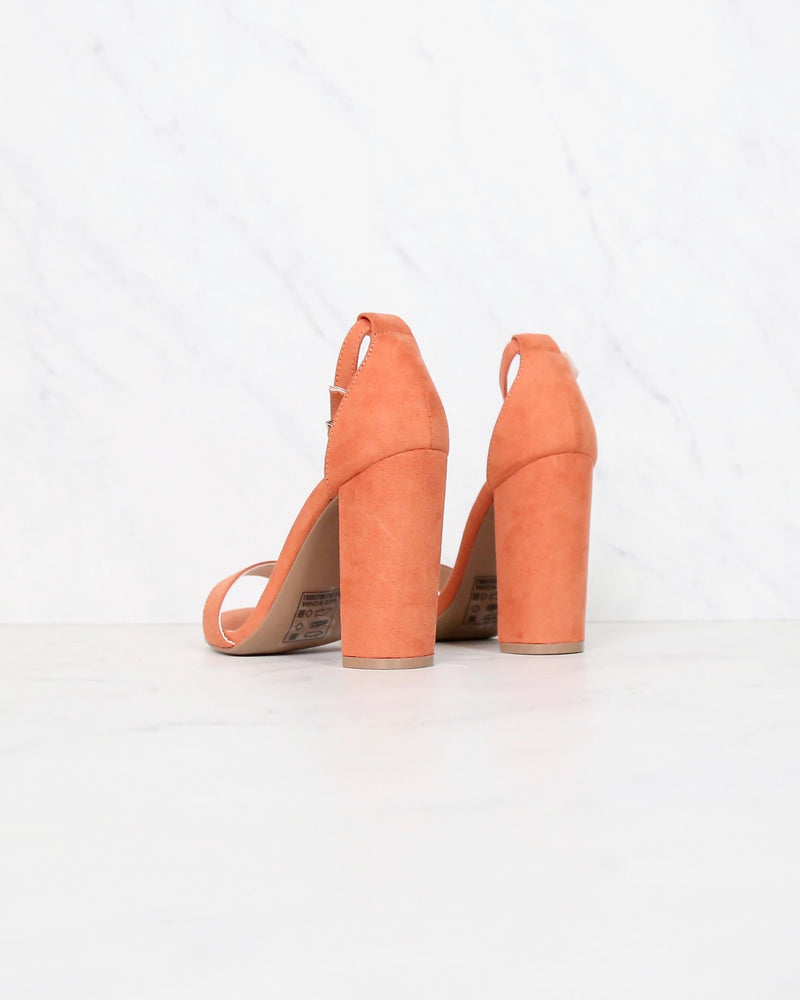 Sassy Ankle Strap Chunky Heels in Ash Coral Suede cashmere-01 ash coral