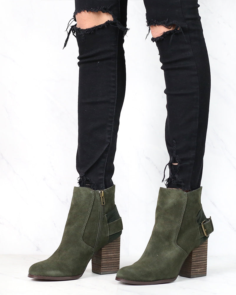 Sbicca - Lorenza - Suede Leather Ankle Booties - Forest Green