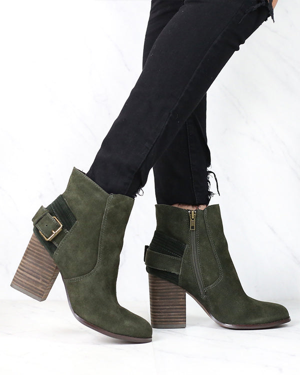 Sbicca - Lorenza - Suede Leather Ankle Booties - Forest Green
