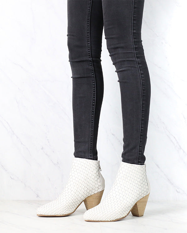 Sbicca - Parkman Woven Leather Booties in White