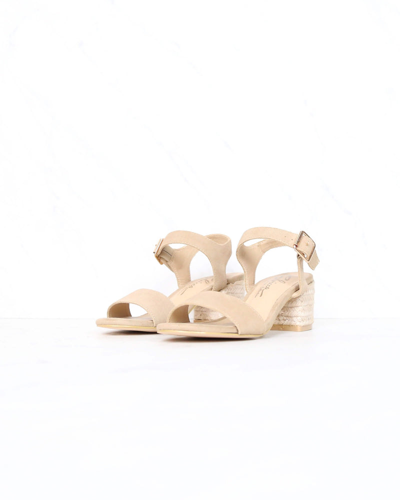 Sbicca - Whirlaway Beige Suede Leather Ankle Strap Jute Heels