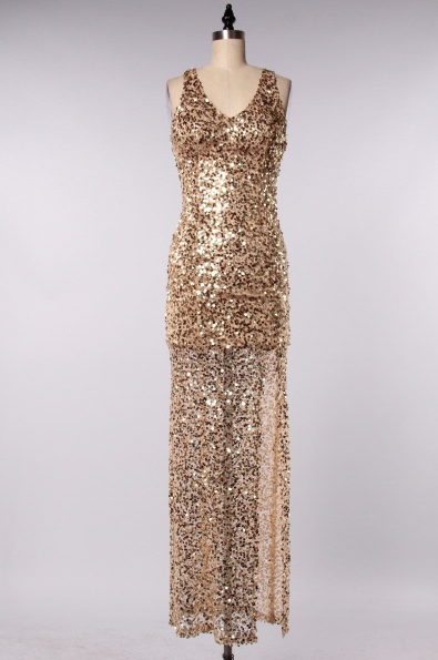 perfect party ball gown gold sequin maxi dress - shophearts - 2