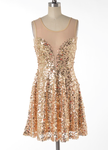 midnight rendezvous gold sequin darling party dress - shophearts - 2