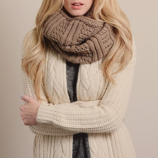 thick cozy knit infinity scarf mocha - shophearts - 2