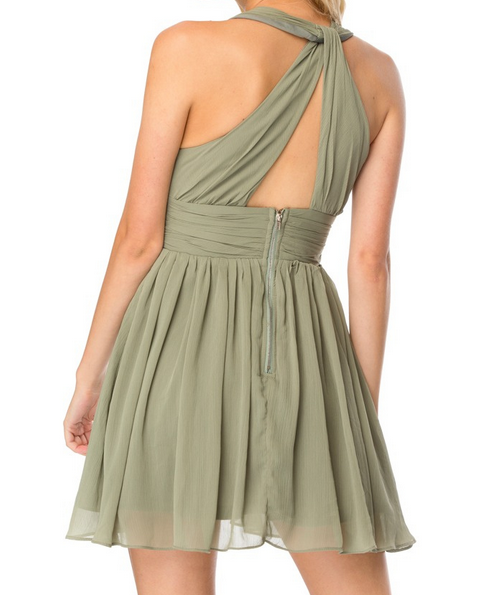 lost valley deep plunge dress in olive - shophearts - 7